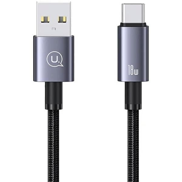 USAMS USB–USB-C-kaapeli 3A 0,25 m Pikalataus terästä/tummuvaa SJ680USB01 (US-SJ680)