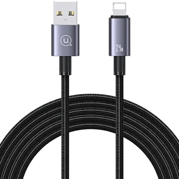 USAMS USB-Lightning-kaapeli 2.4A 1.2m pikalataus teräs/tummua SJ667USB01 (US-SJ667)