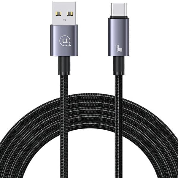 USAMS USB-USB-C-kaapeli 3A 2m pikalataus teräs/tummua SJ666USB01 (US-SJ666)