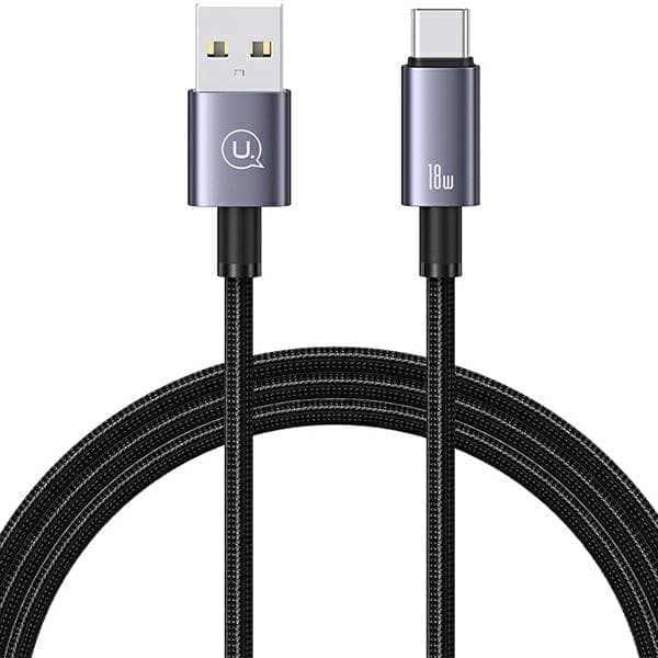 USAMS USB–USB-C-kaapeli 3A, 1,2 m pikalataus teräksestä/tummumisesta SJ663USB01 (US-SJ663)