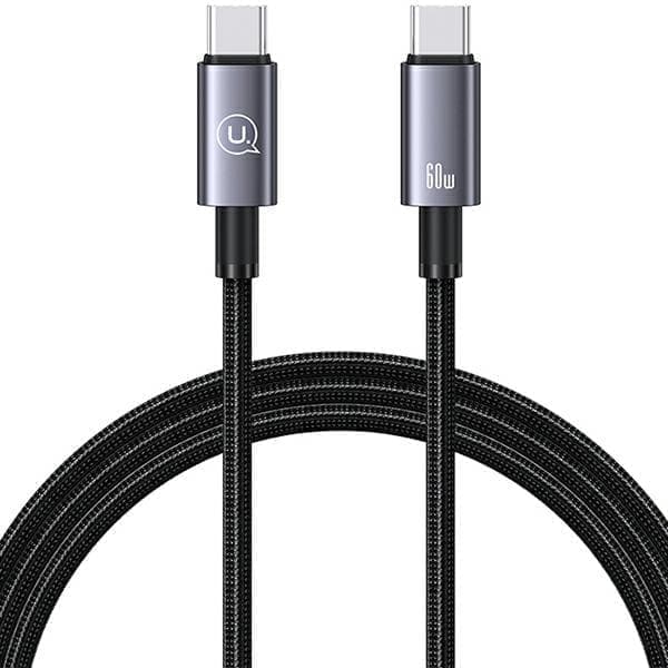 USAMS USB-C–USB-C-kaapeli 60 W 1,2 m Pikalataus teräksestä/tummumisesta SJ661USB01 (US-SJ661)