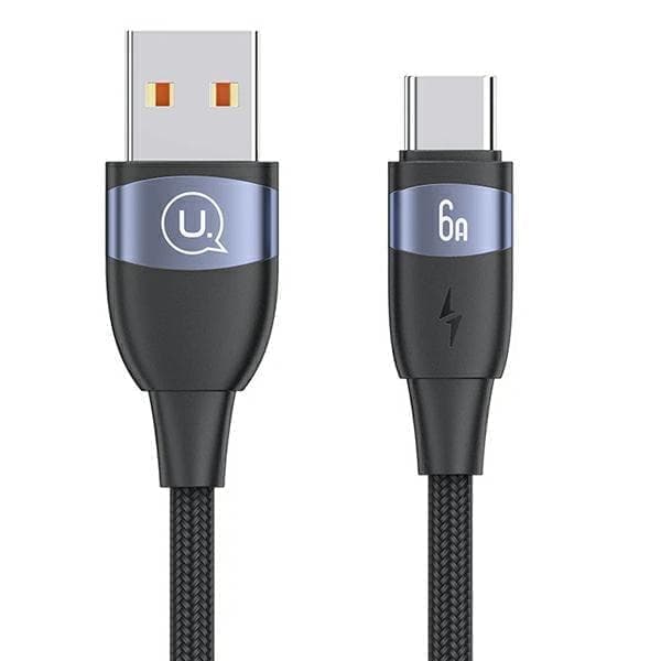 USAMS-kaapeli U85 USB–USB-C 6A 1,2 m pikalataus musta/musta SJ630USB01 (US-SJ630)