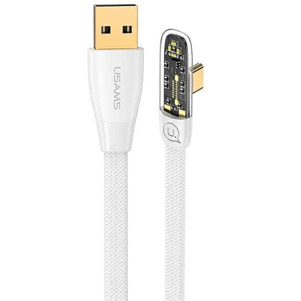 USAMS Suorakulmainen USB-USB-C PD-kaapeli 6A 66W Pikalataus Iceflake Series 1,2m valkoinen/valkoinen SJ585USB02 (US-SJ585)