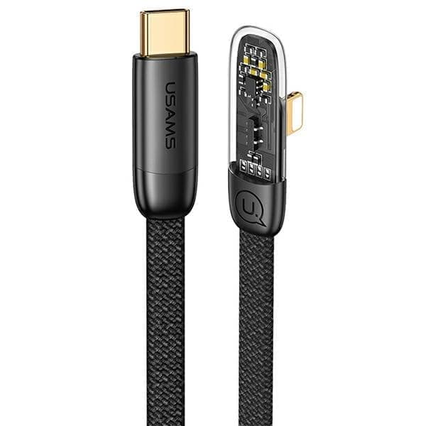 USAMS Kulmikas USB-C - Lightning PD 20 W pikalataus Iceflake Series -kaapeli 1,2 m musta/musta SJ583USB01 (US-SJ583)
