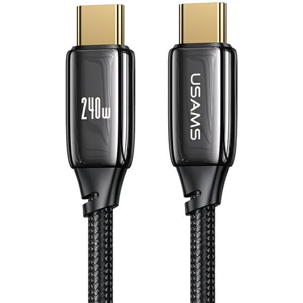 USAMS Punottu kaapeli U82 USB-C - USB-C 2m 240 W PD 3.1 Pikalataus musta/musta SJ581USB01 (US-SJ581)