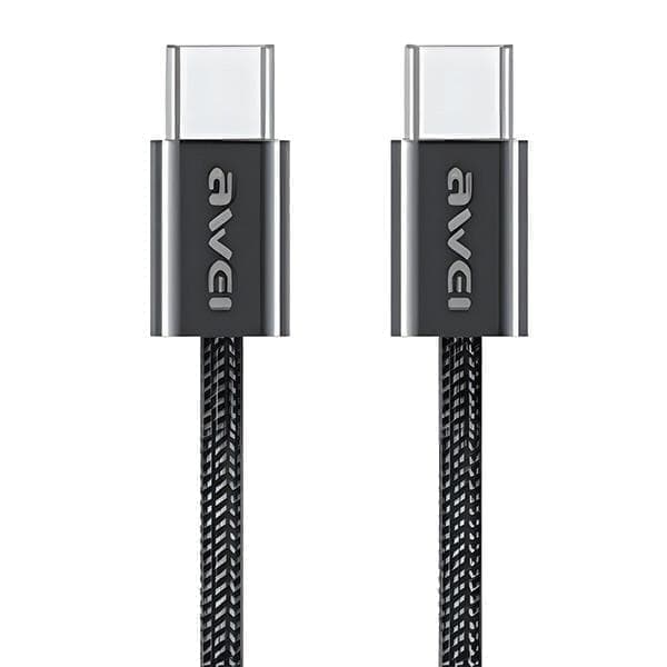 AWEI CL-219T USB-C–USB-C-kaapeli 60 W musta/musta iPhone 15