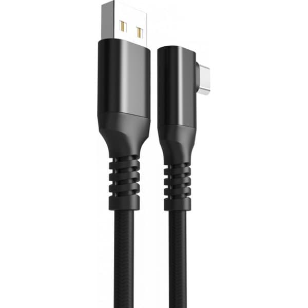 Fuj:tech USB-C 90° - USB-A-kabel, 2 m, svart