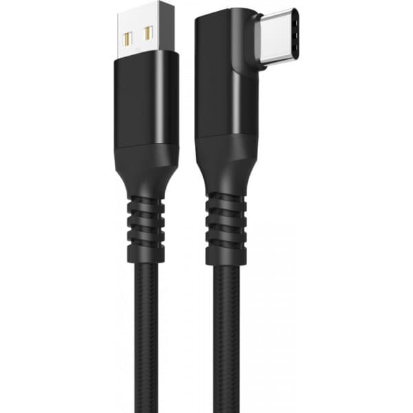 Fuj:tech USB-C 90° - USB-A-kabel, 2 m, svart