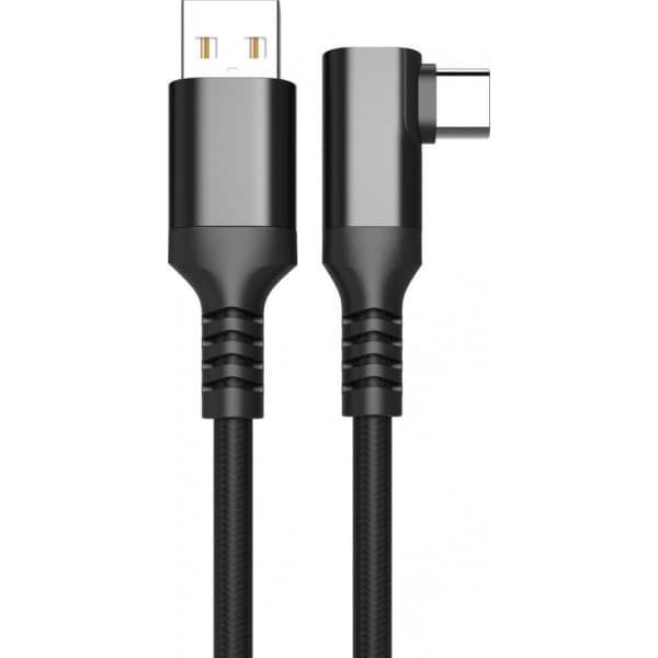 Fuj:tech USB-C 90° - USB-A-kabel, 2 m, svart