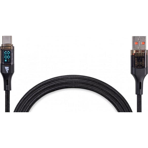 Fuj:tech USB-A - USB-C-kabel med LED-skärm, 2 m