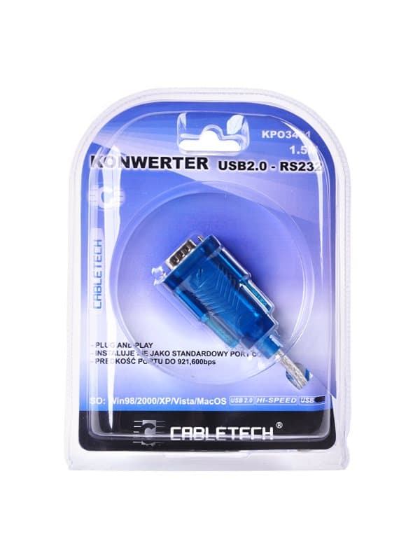 USB 2.0 - RS232 konverterkabel (DB9M)