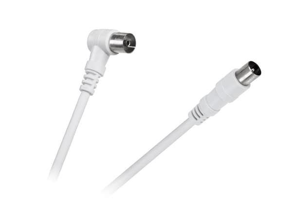 TV - VIDEO kabel vinklet - lige hvid 10m