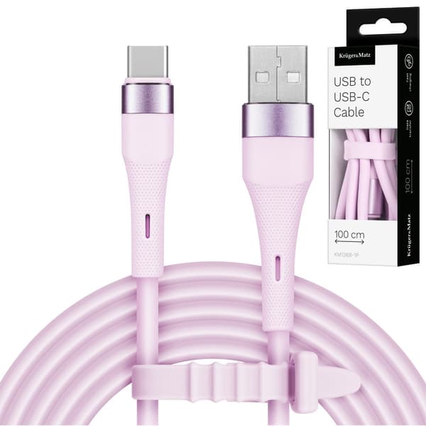 USB - USB Type-C Kabel 1 m Silikone Pink Kruger&Matz Basic