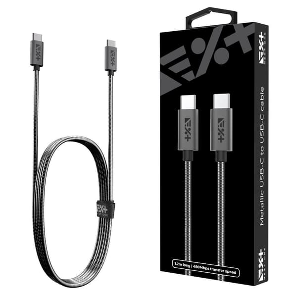 NEXT ONE Metallisk USB-C / USB-C-kabel 1,2 m Space Grey