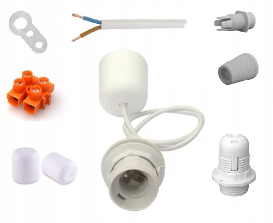 E27 lamphållare VIT Taklampa hållare med kabel KIT