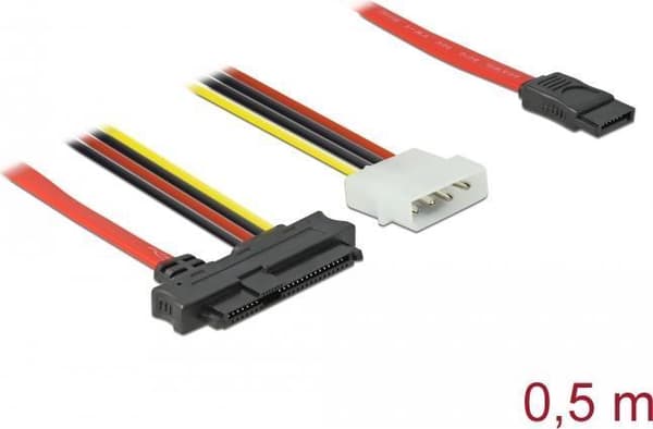Delock - SATA / SAS-kaapeli - SAS 12Gbit/s - sisäinen virtalähde, 4-nastainen, sisäinen SAS, 29-nastainen (SFF-8482) - SATA (W) - 50 cm