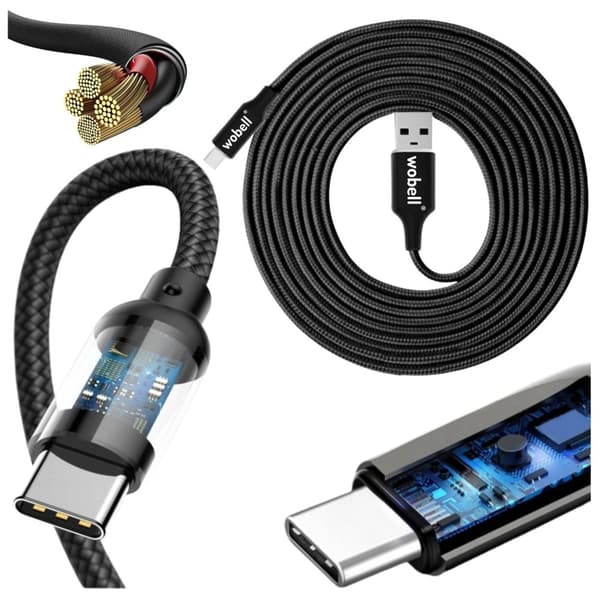 USB-C QC 3.0 2.4A kabel 1,8 meter LANG