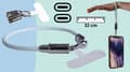 Miniatyrbillede 7 af 7: USB C Telefonopladerkabel USB C til iPhone Samsung Kort Hurtig QC