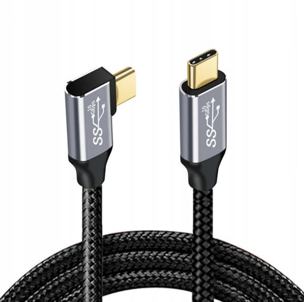USB-C VINKLET KABEL USB-C 3.1 STRØMLEVERING 100W QC 4.0 5A 1M