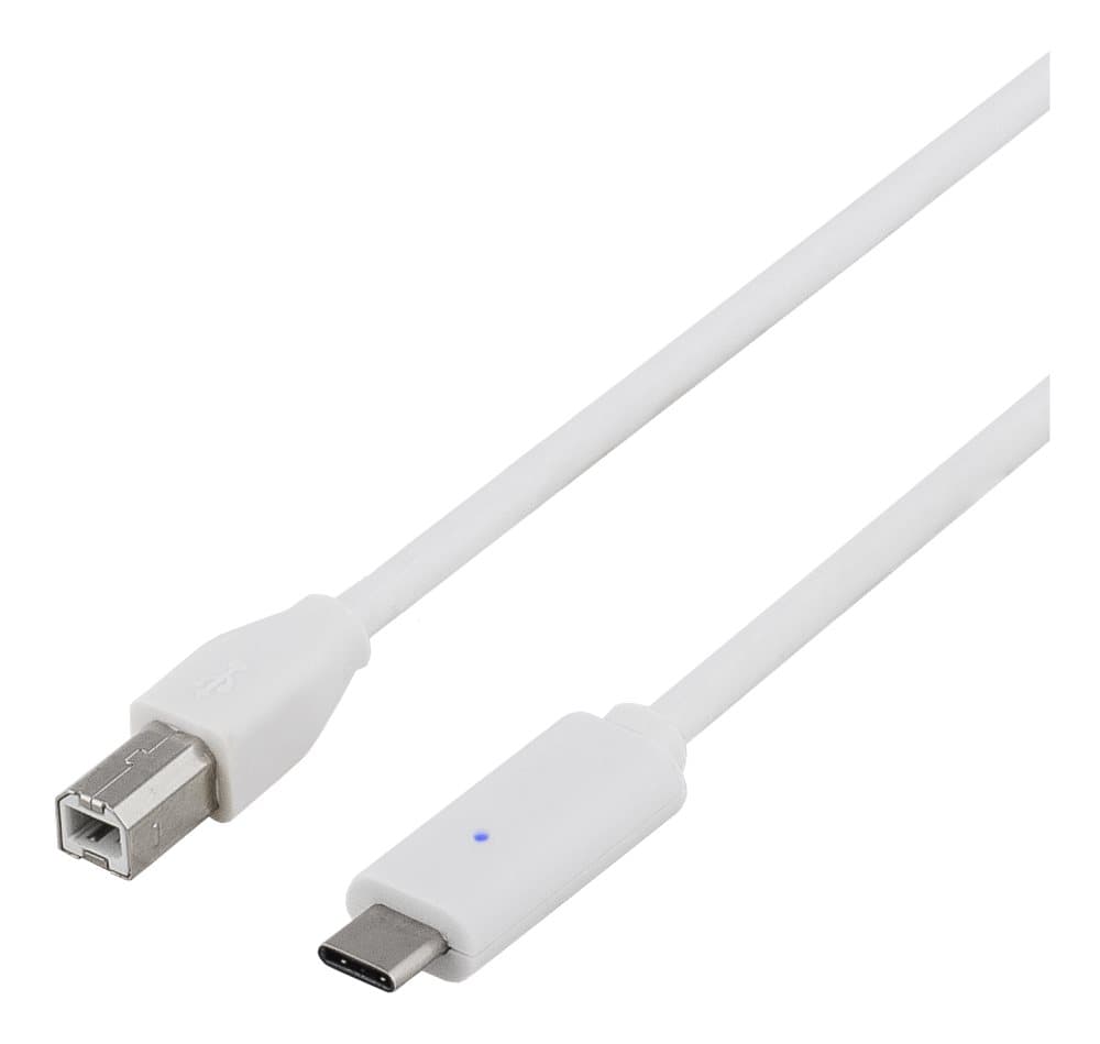 DELTACO USB 2.0 Cable, Type C - Type B ma, 1m, white