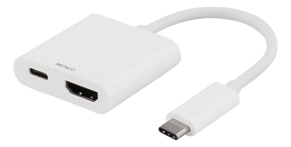 DELTACO USB-C - HDMI, USB 3.1 Gen 1, 3840x2160, USB-C fe 3A 60W, white