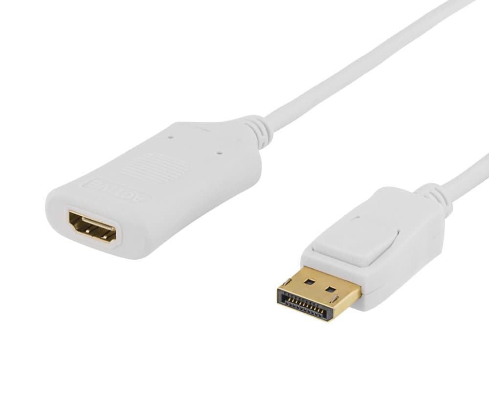 DELTACO DisplayPort - HDMI cable, 4096x2160 at 60Hz, 1m, white