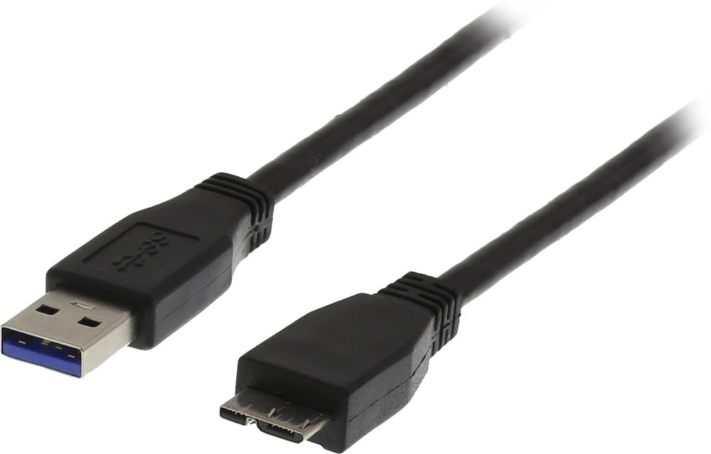 DELTACO USB 3.0 kabel, Type A han - Type Micro B han, 1m, sort