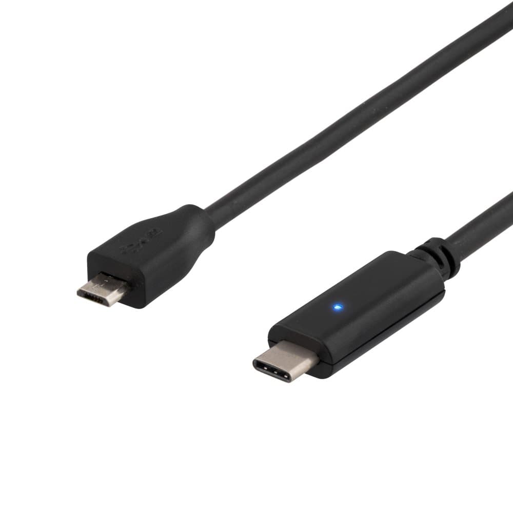 DELTACO USB 2.0 cable, Type C M - Type MIcro B M, 1.5m, black