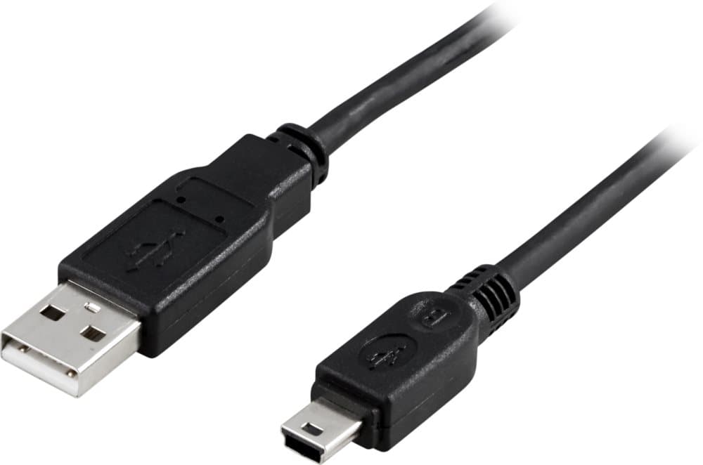 DELTACO USB 2.0 kabel Type A Han - Type Mini B Han 0,5m, sort