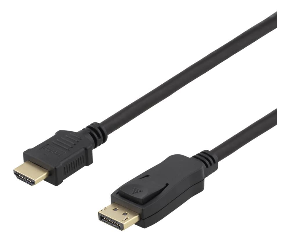 DELTACO DP - HDMI cable, 10m, 3840x2160 at 30Hz, 10.8Gb/s, black