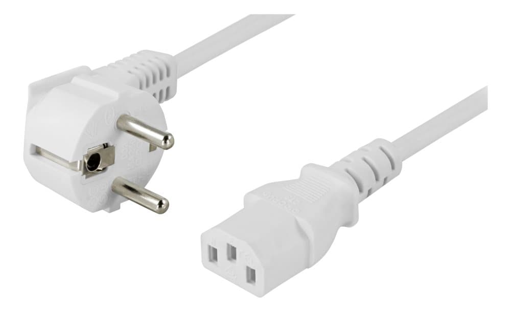 DELTACO grounded power cable, angled CEE 7/7 to IEC 60320 C13, 10m, wh