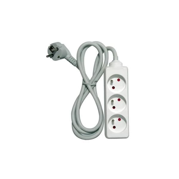 CHACON Power strip 3 uttag 16A 1,5m vit