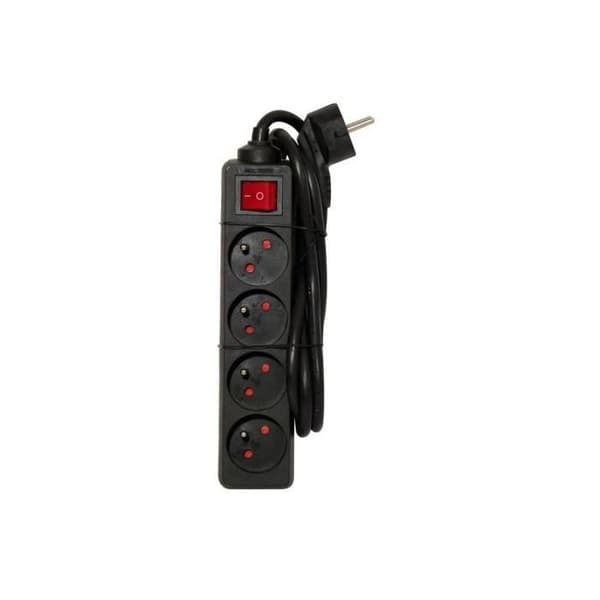 CHACON Power strip med switch 4-uttag 16A 1,5m svart