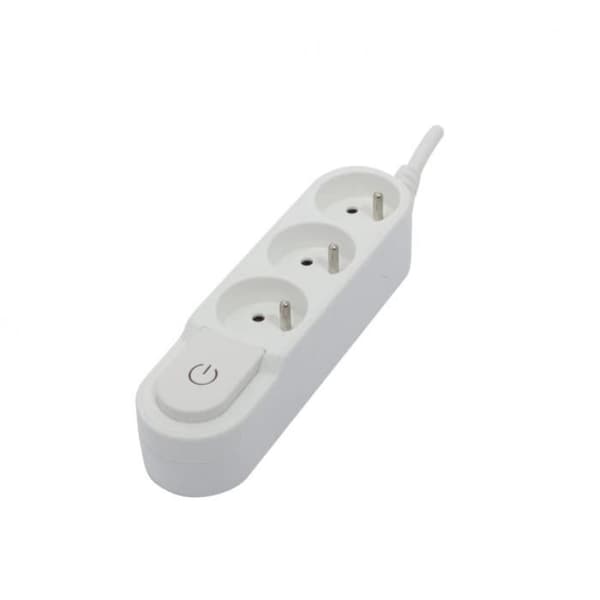 CHACON Power strip 3 uttag 16 A med strömbrytare, 1,5 m kabel HO5VV-F 3x1,5 mm² vit