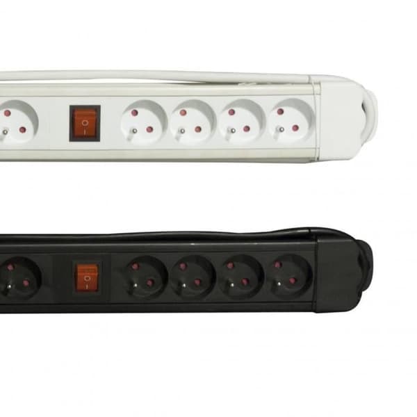 CHACON Multi-socket block 8-uttag 16A med 2 svarta omkopplare