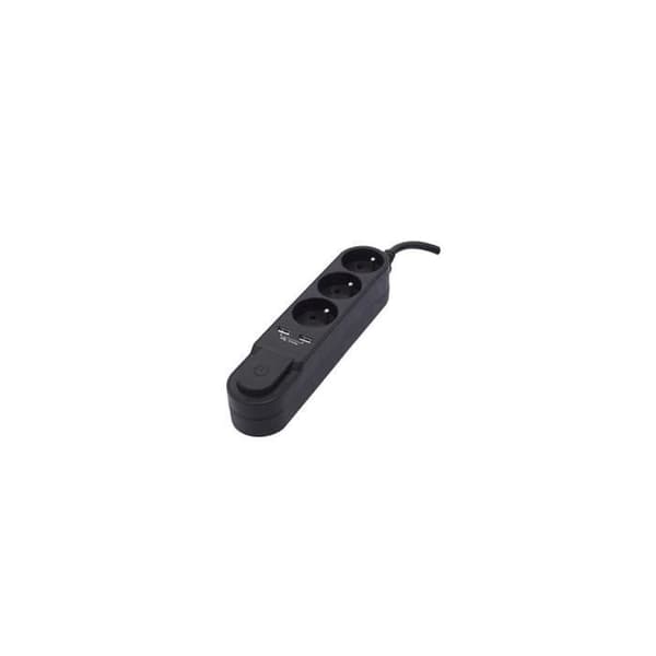 CHACON Multi-socket block med switch 3 16 A-uttag och 2 USB 2 A-utgångar, 1,5 m kabel