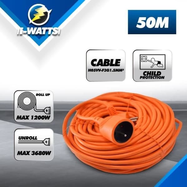I-WATTS Förlängningskabel 50m 3x1.5mm