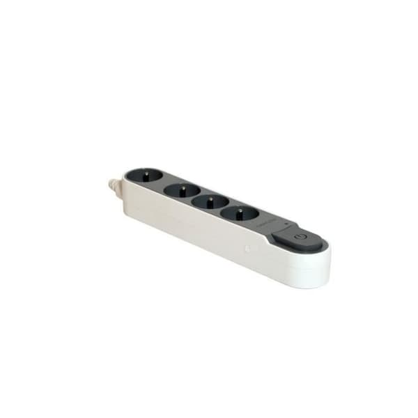 CHACON Multi-outlet överspänningsblock med strömbrytare 4 uttag 16A 3m grå