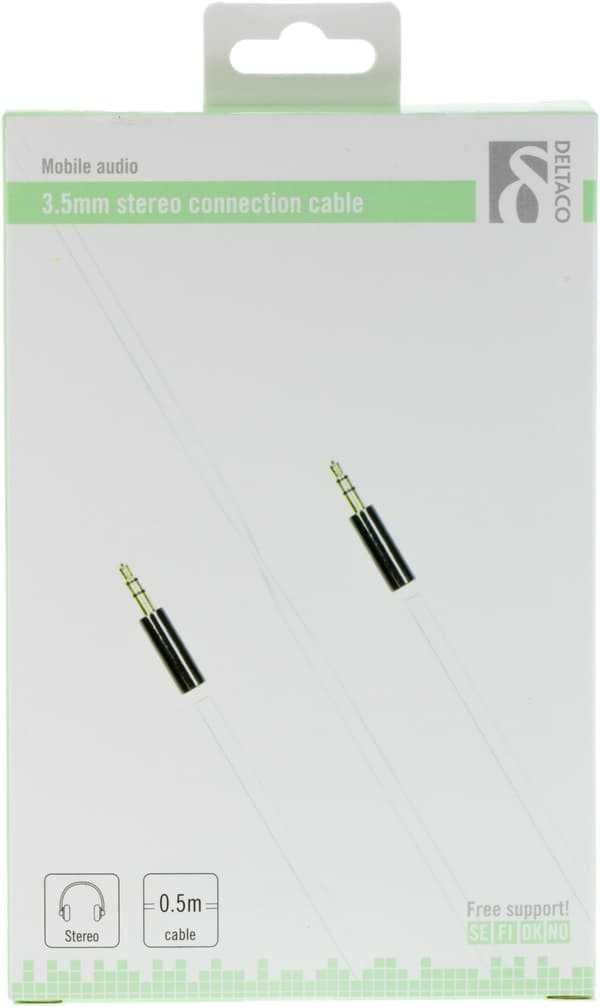 Audio Cable, 3.5mm male to 3.5mm male, 0.5m, white