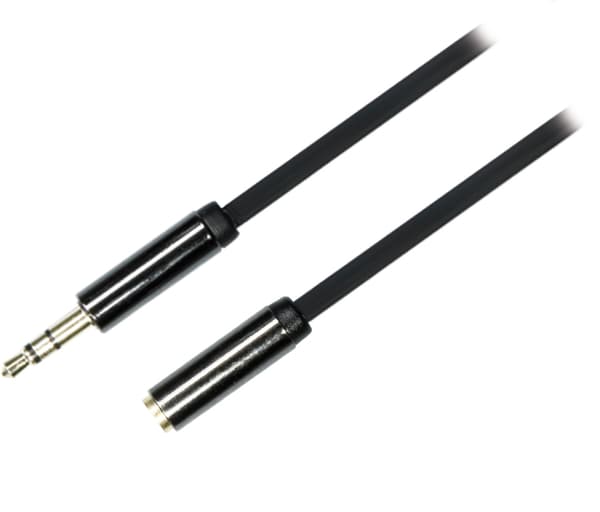 Audio Cable, 3.5mm male to 3.5mm female, 0.5m, black