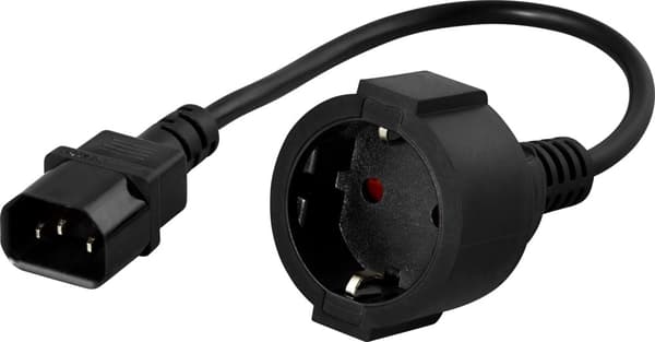 Device adapter, IEC C14 male to CEE 7/4 Schuko female, 0.5m