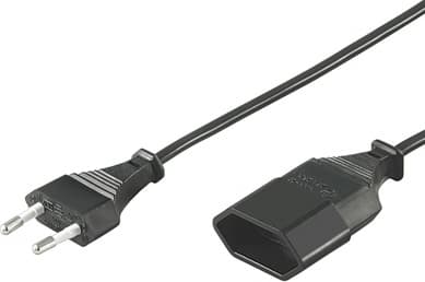 Extension cable, straight CEE 7/16 to Euro socket, 5m, black