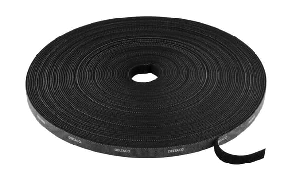 Hook and loop fastener cable ties, width 10mm, 25m, black