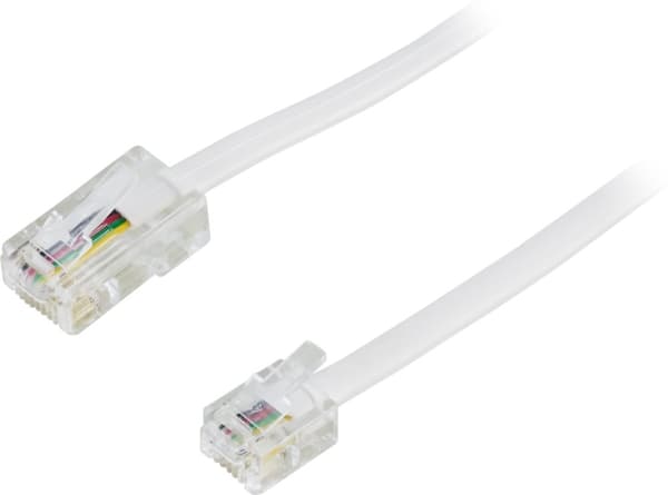 Modular cable, 8P4C to 6P4C(RJ11), 2 m, white