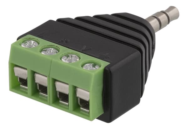 4 pole 3.5mm plug to 4-pin terminal block adapter