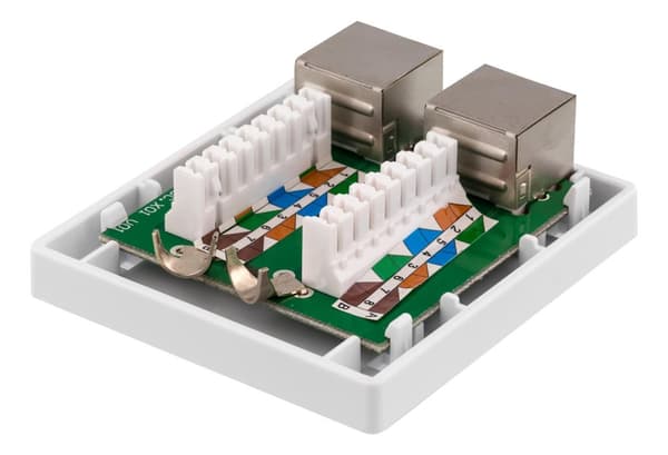 Shielding network wall socket Surface FTP 2xRJ45 Cat6A white