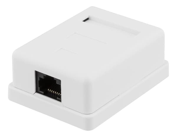 Unshielded network socket, Surface UTP 1xRJ45, Cat6, white
