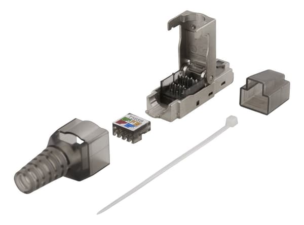 RJ45 plug Cat6A, shielded, tool-less, metal