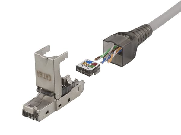 RJ45 plug Cat6A, shielded, tool-less, metal