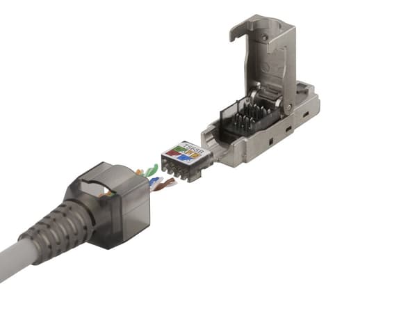 RJ45 plug Cat6A, shielded, tool-less, metal